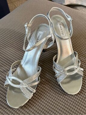 Touch Ups Silver Glitter Knot-Strap Heels